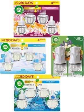 NWT Air Wick Essential Oils Refill & Warmer Bundle - Multiple Scents